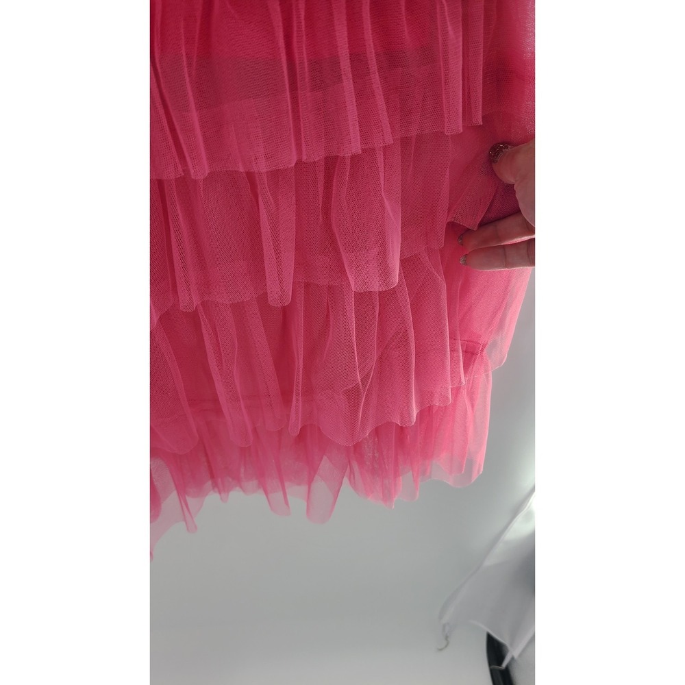 Coquette Fairy Tulle Pink Tiered Womens Maxi Skirt Medium Sheer Ethereal Kawaii - Picture 13 of 14